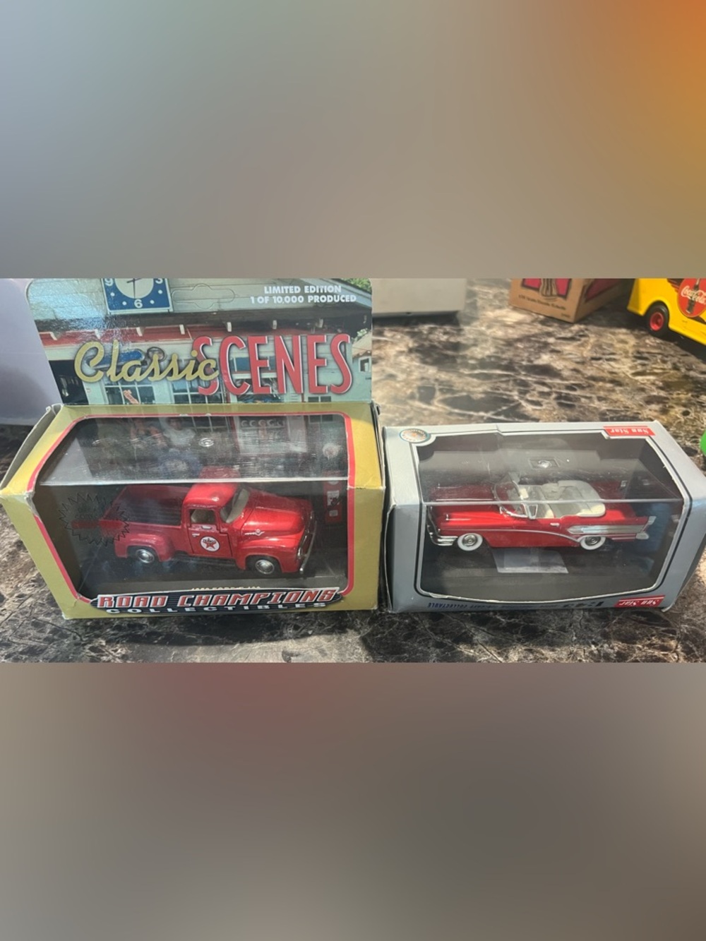 2 Die Cast Cars Road Champions Texaco 1953 Truck Classic Scenes Sun Star 1958